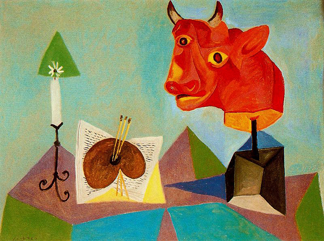 Picasso Candle, palette, head of red bull 1938